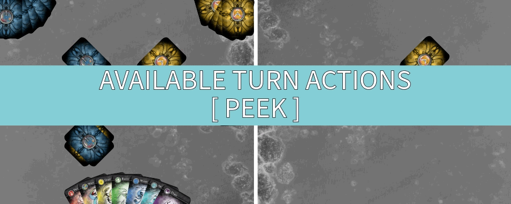 The Peek action: a card in the ritual circle looked at and returned turned 90°